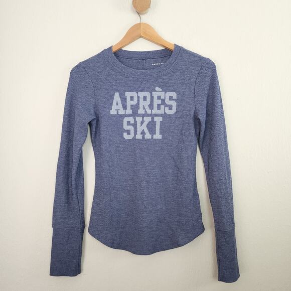 NEW American Eagle Printed Waffle Long Sleeve Stretch Top - Picture 4 of 12
